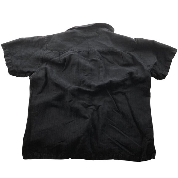 Alfani Mens Shirt Large Short Sleeve Linen Blend Button Up Casual Black Classic - Picture 2 of 8